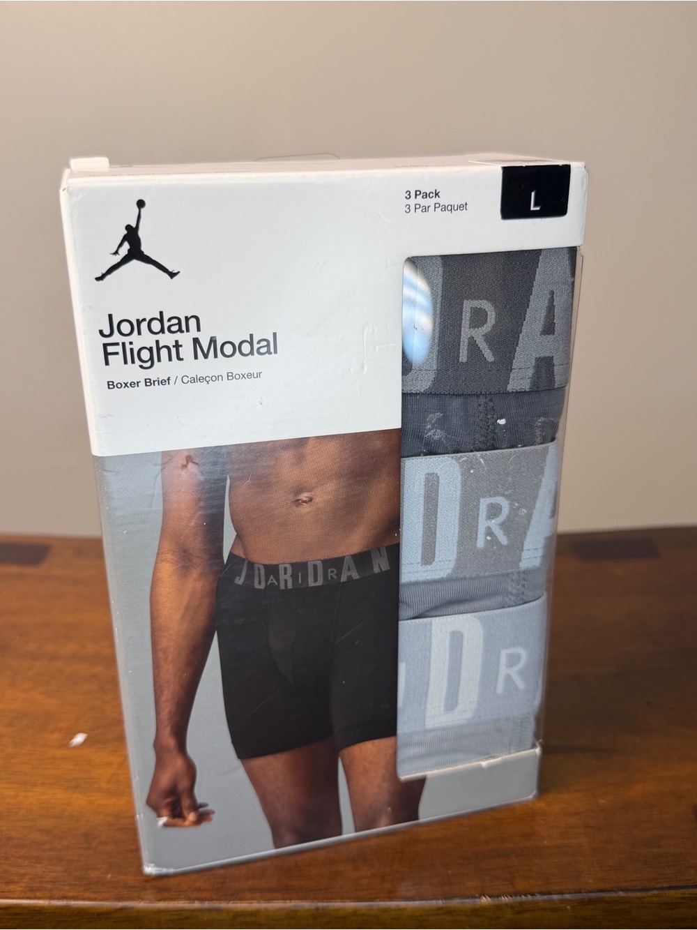 Nike Jordan Flight Modal Boxer Brief 3-Pack Particle Gray Men's L JM0621-G12 NIB